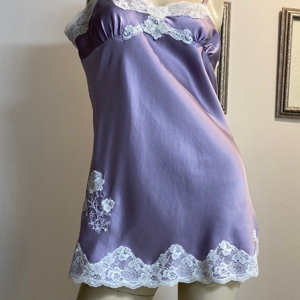EXPRESS Lavender Lace Trim Satin Chemise - Women Intimates & Sleepwear